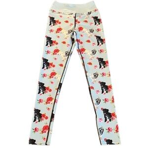 MY SPECIAL PAWS WOMENS FLORAL AND DOG PATTERN LEGGINGS SIZE SMALL